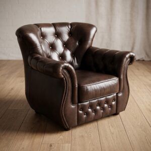 Chesterfield Sessel Leder Dunkelbraun