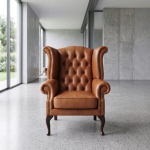 Chesterfield Sessel Leder Cognac