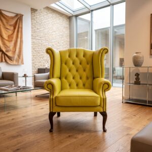 Chesterfield Sessel Leder Gelb