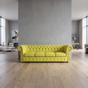 Chesterfield Sofa Couch Leder Gelb 2,40 m