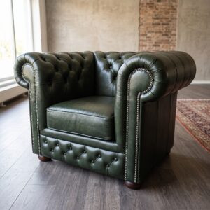 Chesterfield Sessel Leder Dunkelgrün