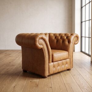 Chesterfield Sessel Leder Cognac