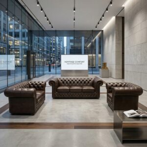 Chesterfield Couchgarnitur Dunkelbraun 3-2-1 Leder