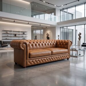 Chesterfield Sofa Couch Leder Mocca 2,25 m
