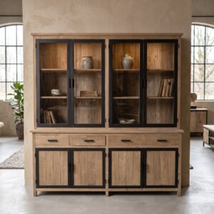 Vitrine Bücherschrank Teakholz 2,08 m