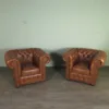 Chesterfield Sessel Leder Cognac – Bild 9