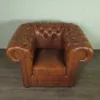 Chesterfield Sessel Leder Cognac – Bild 3