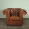 Chesterfield Sessel Leder Cognac – Bild 2