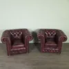Chesterfield Sessel Leder Rot-Braun Setpreis