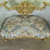 Couch Sofa Barockstil Gold-Silberblau 1,40 m – Bild 7