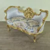 Couch Sofa Barockstil Gold-Silberblau 1,40 m – Bild 4