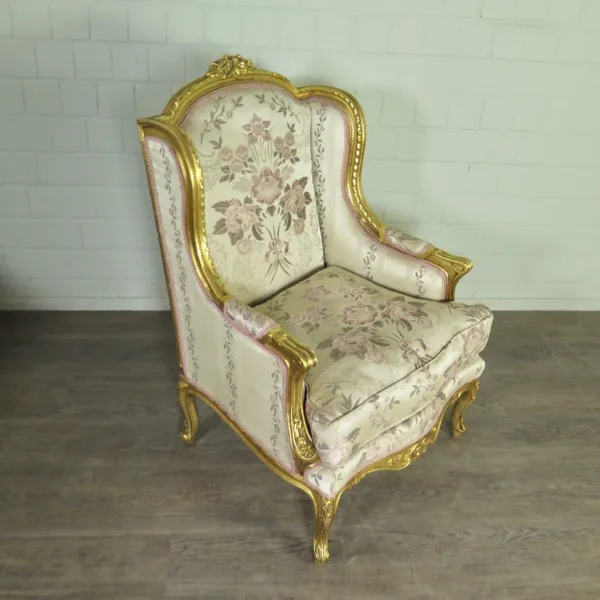 Barocksessel Sessel Neubarock Gold-Cremeweiß – Bild 4