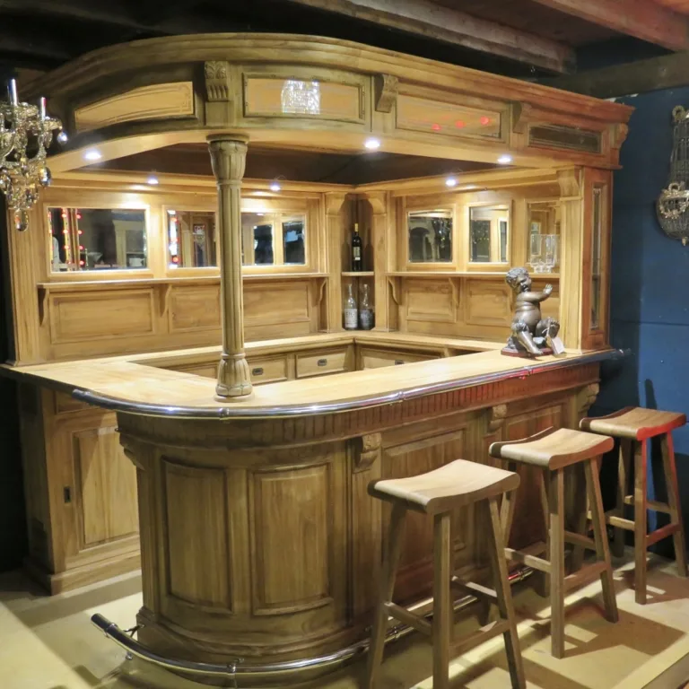 Hausbar Eckbar Theke Teakholz 2,60 m – Bild 3