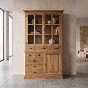 Vitrine Bücherschrank Teakholz 1,30 m