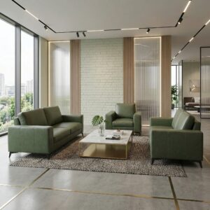 Couchgarnitur Olive 3-2-1 Leder