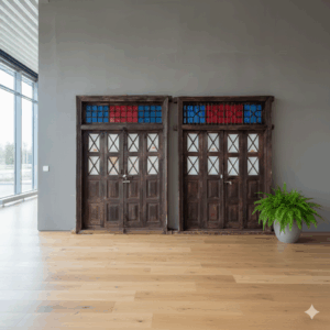 Türelement Tür Eingangstür Haustür 1850 Teakholz