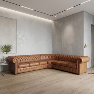 Chesterfield Sofa Eckcouch Ecksofa Braun 3,10 m x 2,55 m