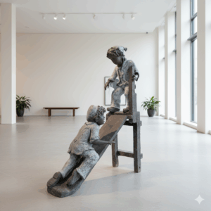 Skulptur Dekoration Kinder Bronze 1,06 m