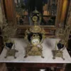 Kaminuhr Jugendstil 1910 Porzellan Bronze – Bild 3