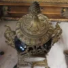 Kaminuhr Jugendstil 1910 Porzellan Bronze – Bild 4