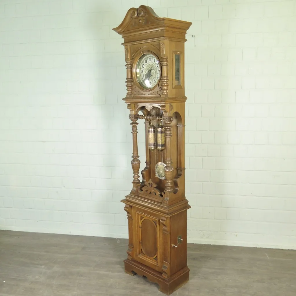 Standuhr mit Spieluhr Kalliope Gründerzeit 1890 Eiche – Bild 4