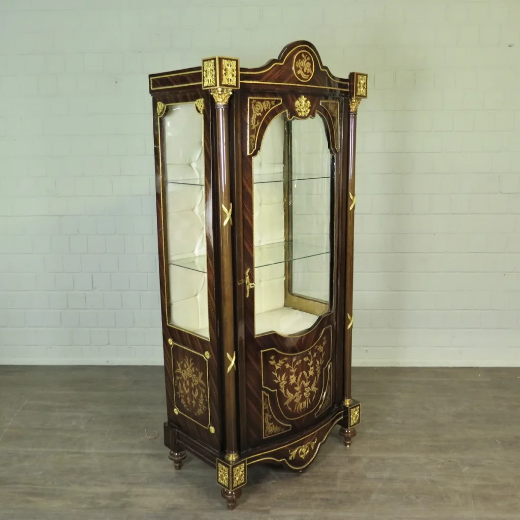 Vitrine Schrank Barockstil Nussbaum 0,87 m – Bild 4