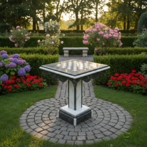 Spieltisch Gartentisch Schach Dame Marmor