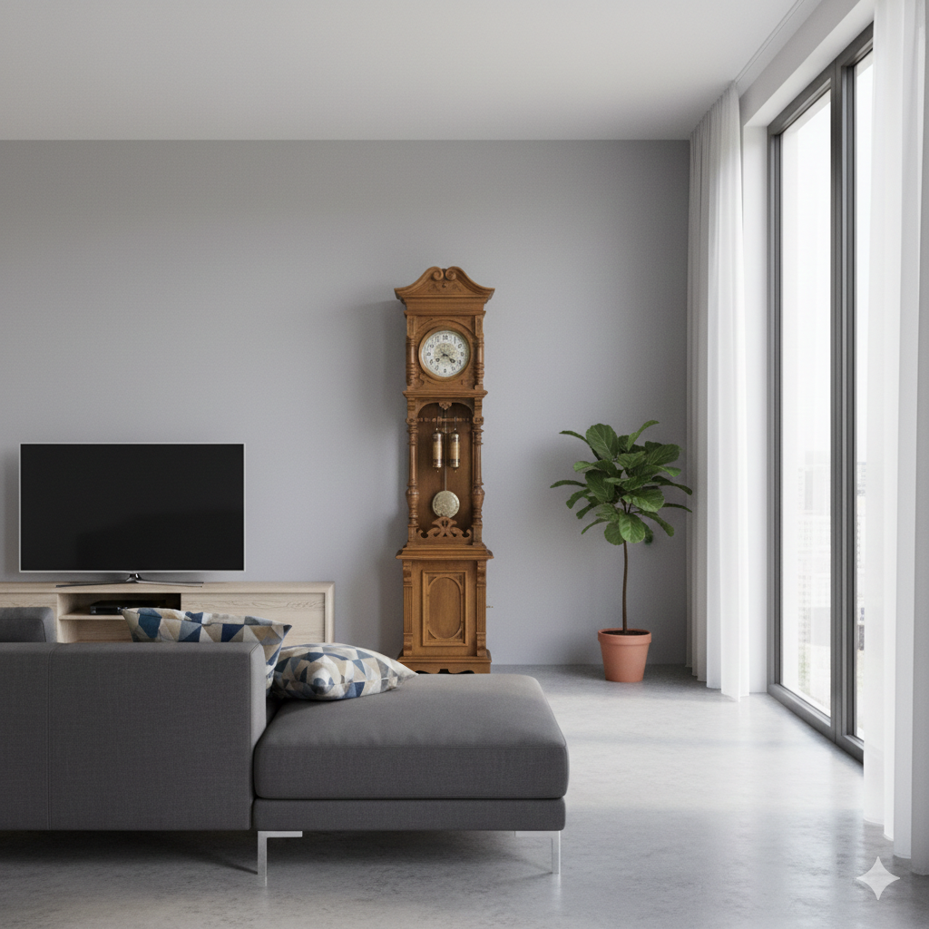 Standuhr mit Spieluhr Kalliope Gründerzeit 1890 Eiche – Bild 2