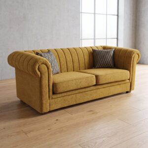 Sofa Couch 2-Sitzer Stoff Ocker 2,00 m