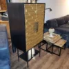 Schrank Kabinettschrank Massivholz Schwarz-Gold 0,70 m