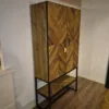Schrank Kabinettschrank Fischgrät-Optik Teakholz 1,05 m