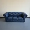 Chesterfield Sofa Couch Leder Blau 2,07 m