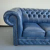 Chesterfield Sofa Couch Leder Blau 2,07 m – Bild 3