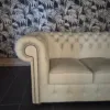 Chesterfield Sofa Couch Leder Cremeweiß 2,05 m – Bild 4