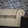 Chesterfield Sofa Couch Leder Cremeweiß 2,05 m – Bild 5