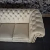 Chesterfield Sofa Couch Leder Cremeweiß 2,05 m – Bild 6