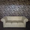 Chesterfield Sofa Couch Leder Cremeweiß 2,05 m – Bild 2