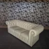 Chesterfield Sofa Couch Leder Cremeweiß 2,05 m – Bild 3