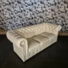 Chesterfield Sofa Couch Leder Cremeweiß 2,05 m