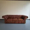 Chesterfield Couchgarnitur Antikbraun 3-2-1 Leder – Bild 3