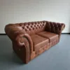 Chesterfield Couchgarnitur Antikbraun 3-2-1 Leder – Bild 7