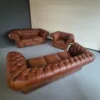 Chesterfield Couchgarnitur Antikbraun 3-2-1 Leder