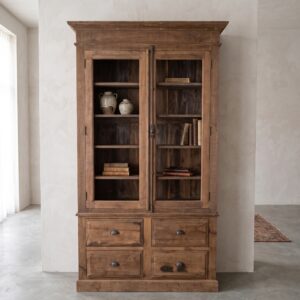 Vitrine Bücherschrank Eiche geräuchert 1,32 m