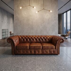 Chesterfield Sofa Couch Leder Antikbraun 2,40 m