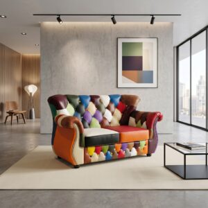 Chesterfield Sofa Couch Leder Modell Karneval 1,50 m