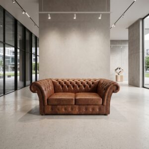 Chesterfield Sofa Couch Leder Antikbraun 2,00 m
