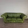 Chesterfield Couch Sofa Rindsleder Grün 2,20 m – Bild 2