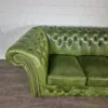 Chesterfield Couch Sofa Rindsleder Grün 2,20 m – Bild 5