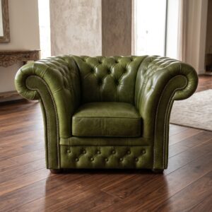 Chesterfield Sessel Leder Grün