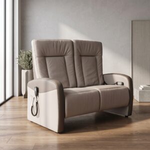 Elektrisches Relaxsofa Relaxcouch Sofa Leder Beige 1,30 m